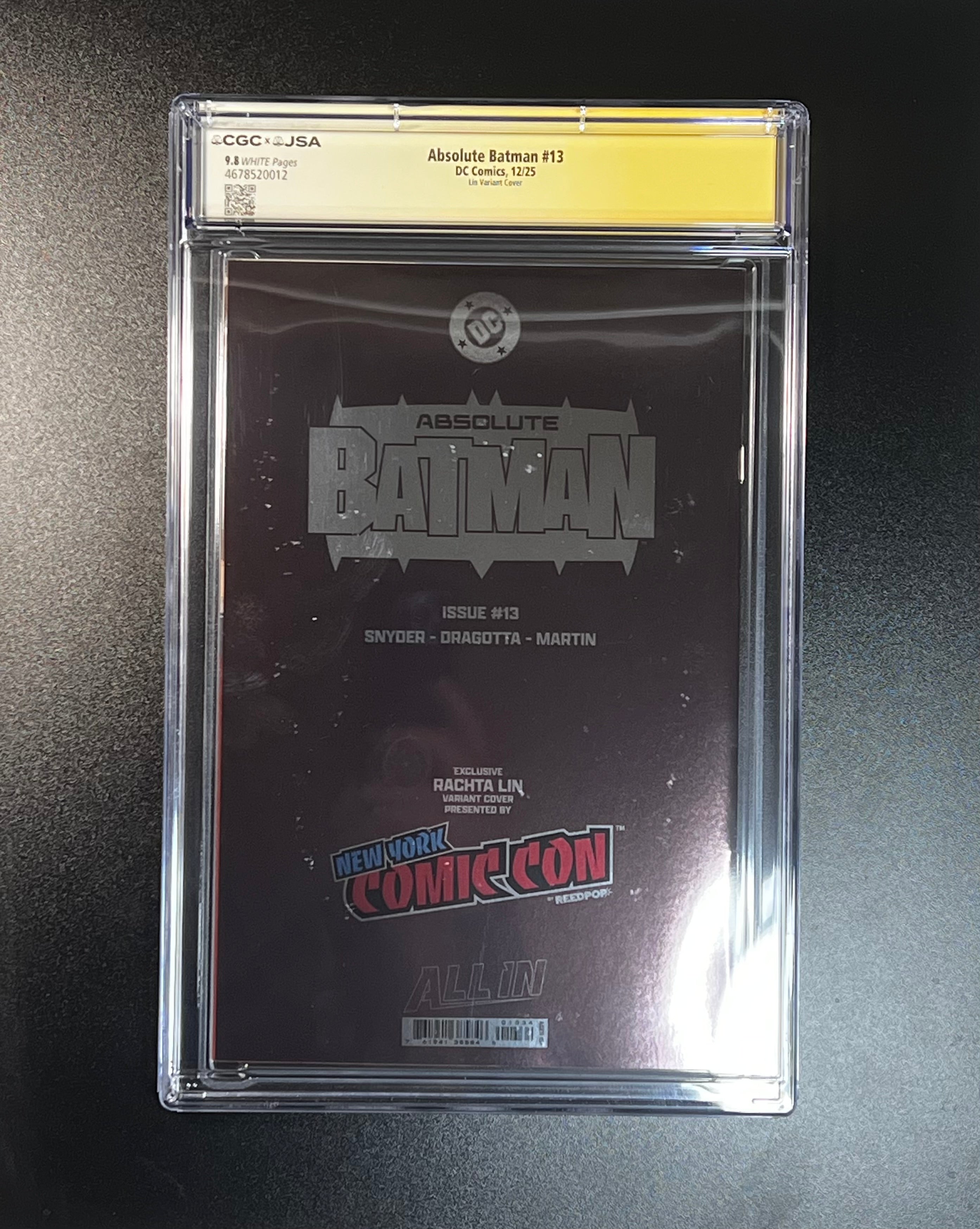 Absolute Batman #13 *NYCC Exclusive Rachta Lin Variant Cover - JSA Authenticated Autographs _ Scott Snyder & Rachta Lin - (CGC 9.8 White Pages)