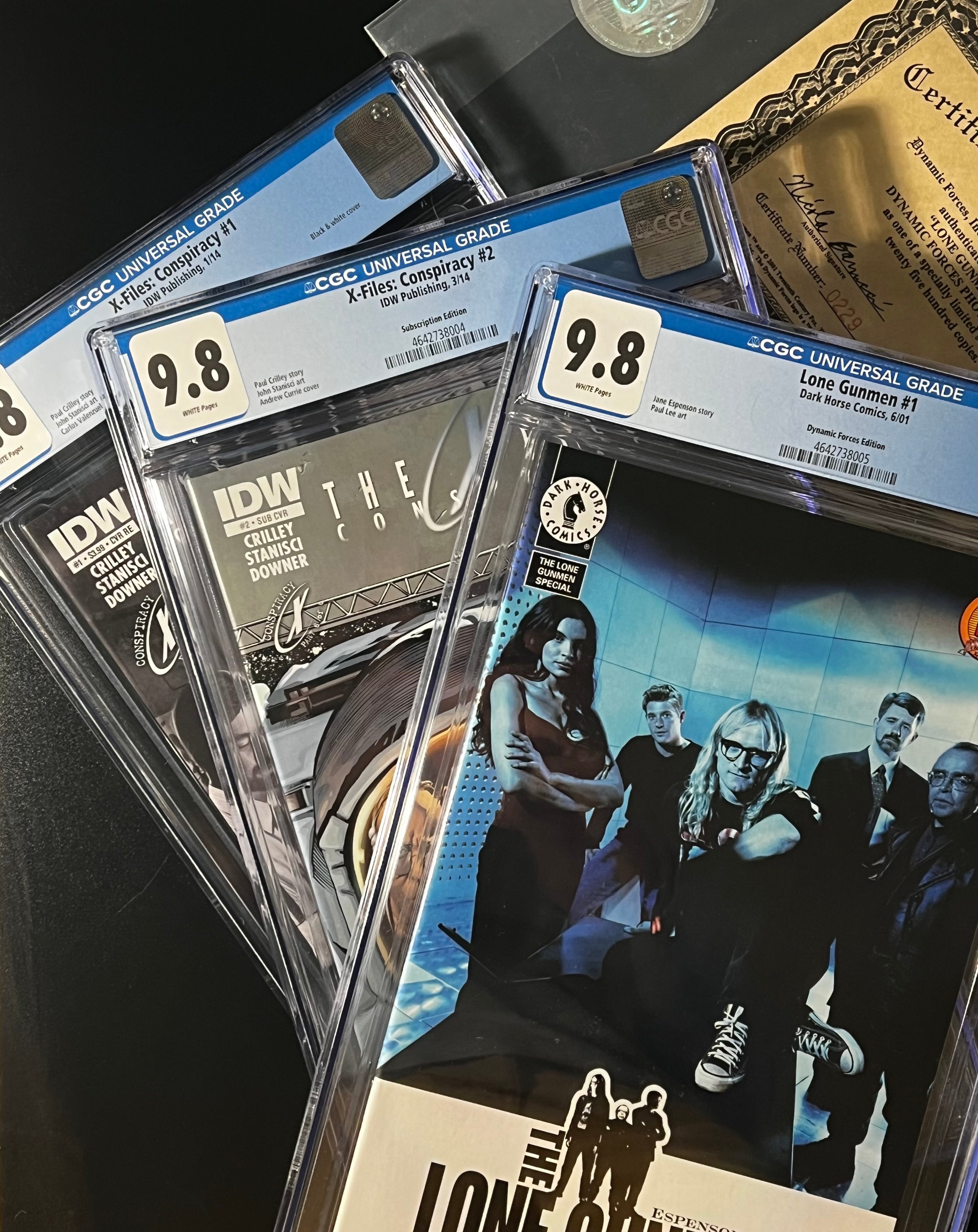 Lone Gunmen 3x (CGC 9.8_White Pages) Lone Gunmen #1, X-Files Conspiracy #1 & #2 Variants