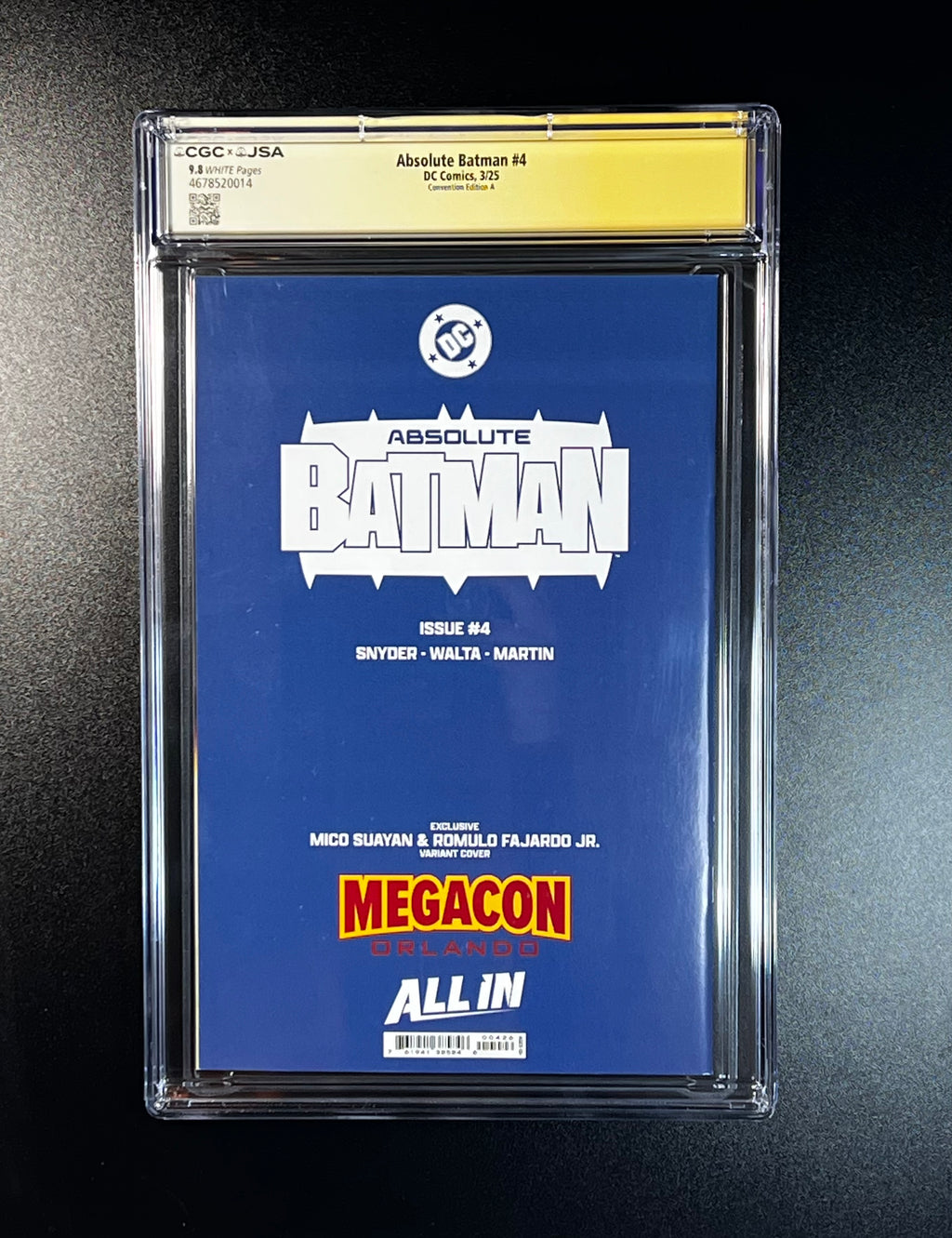 Absolute Batman #4 *Convention Edition A Mico Suayan - JSA Authenticated Autograph _ Mico Suayan - (CGC 9.8 White Pages)