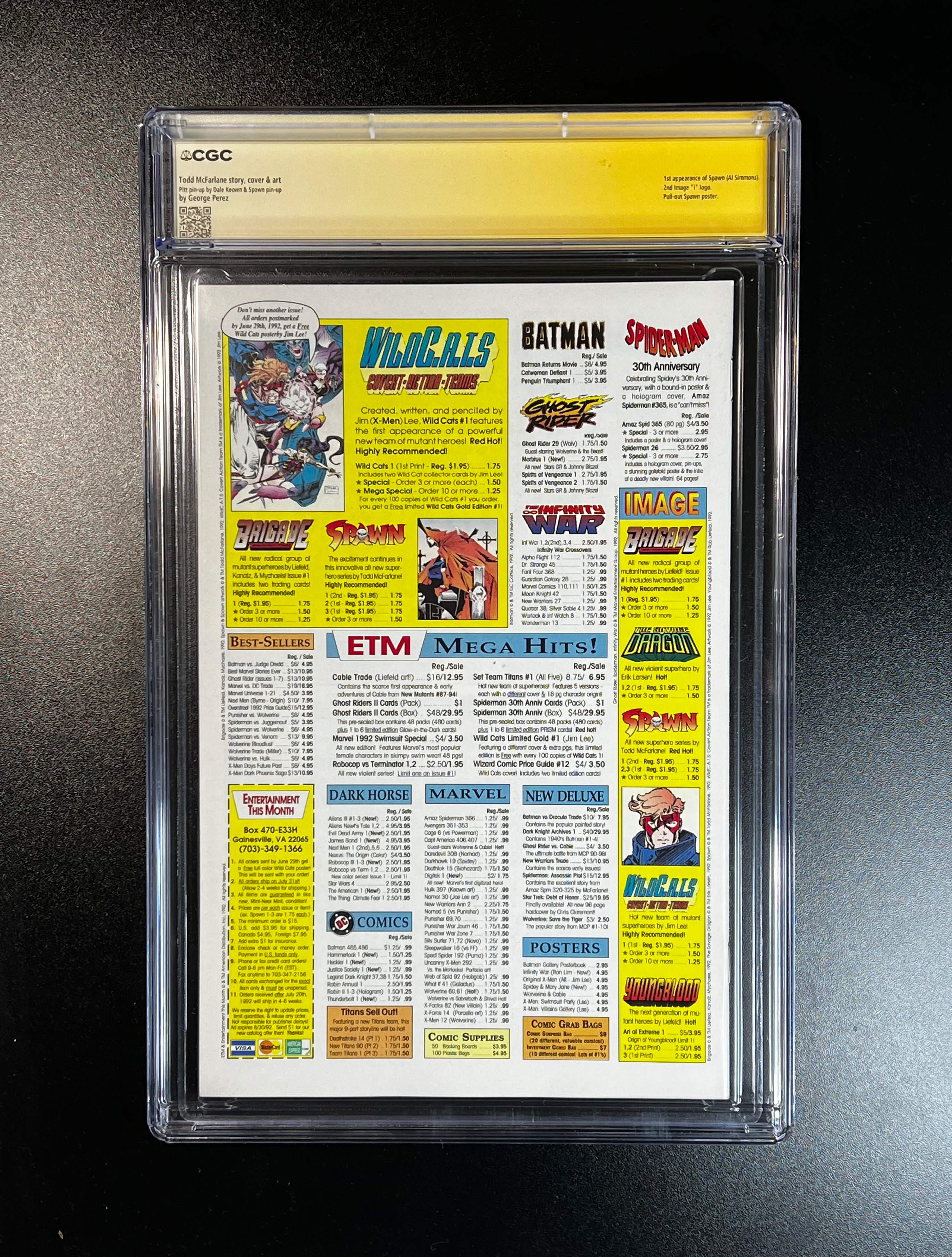 Spawn #1 *NEWSSTAND - Image Comics 05/92 (CGC 9.8 White Pages) Yellow Label Signature Series signed by: Todd MacFarlane