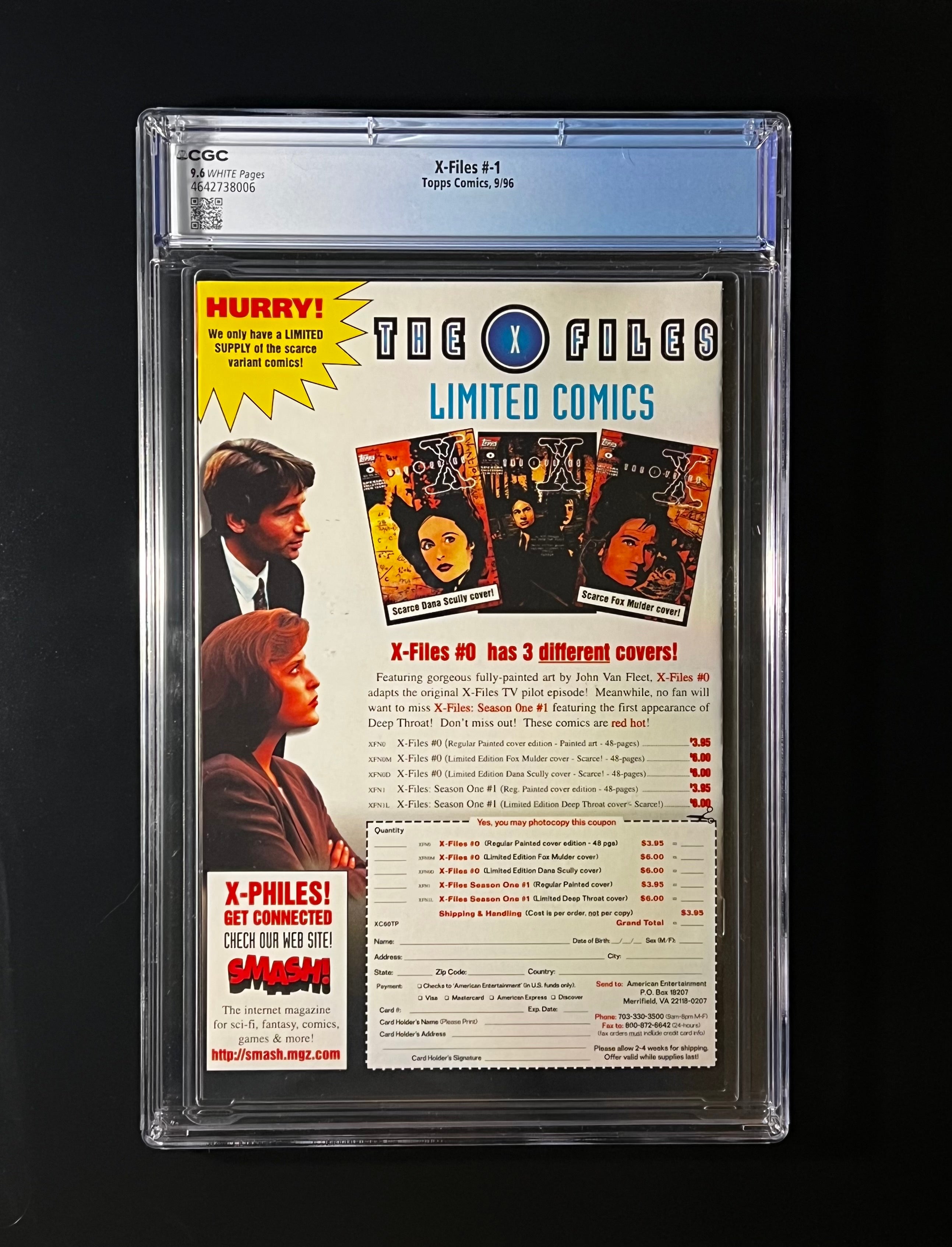 X-Files # -1 "Trick of the Light"_Silver Cover - Topps Comics 1996 (CGC 9.6 White Pages)