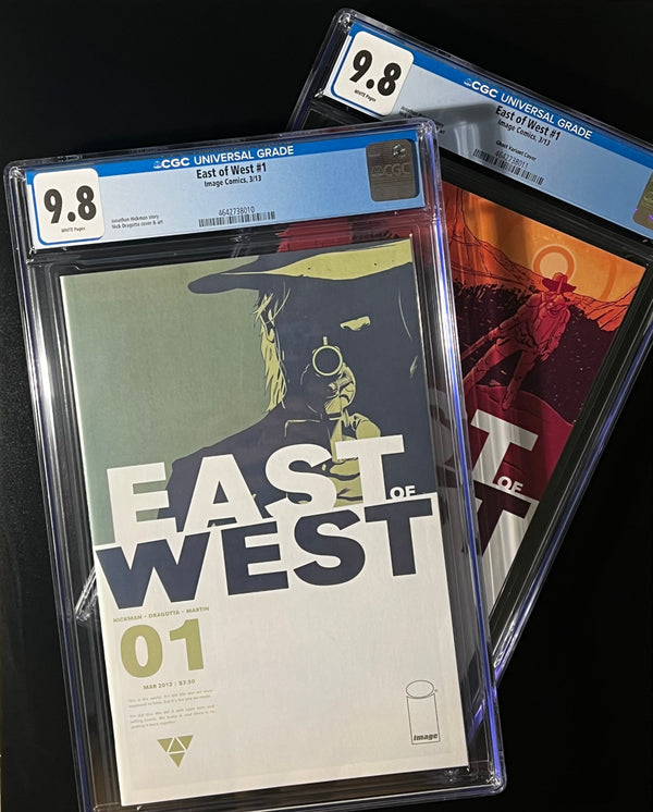 East of West #1 Set (2x) - 1st Printing and Ghost Variant. BOTH CGC 9.8 WP