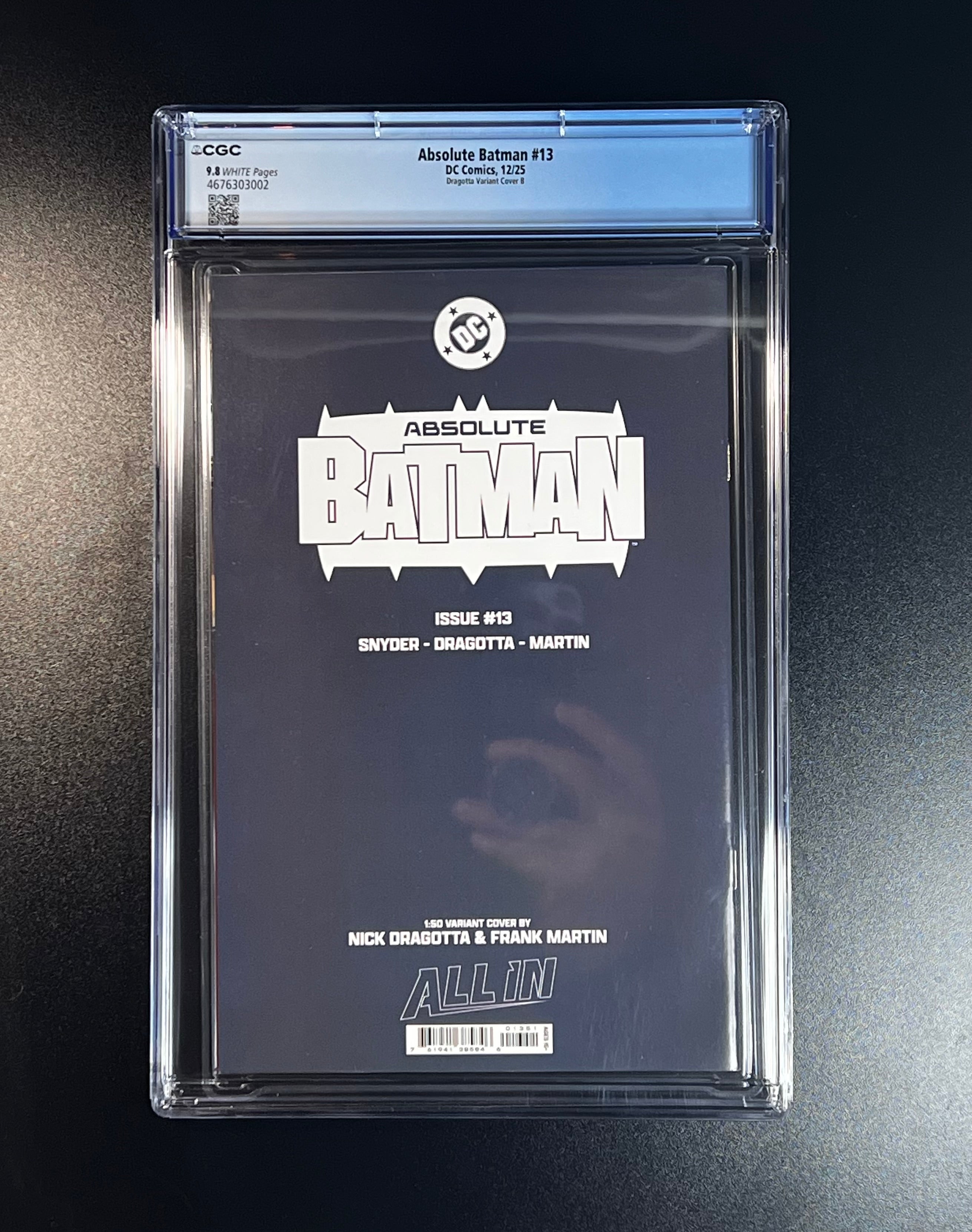 Absolute Batman #13 *1:50 Nick Dragotta Virgin Card Stock Variant - DC Comics 12/25 (CGC 9.8 White Pages)