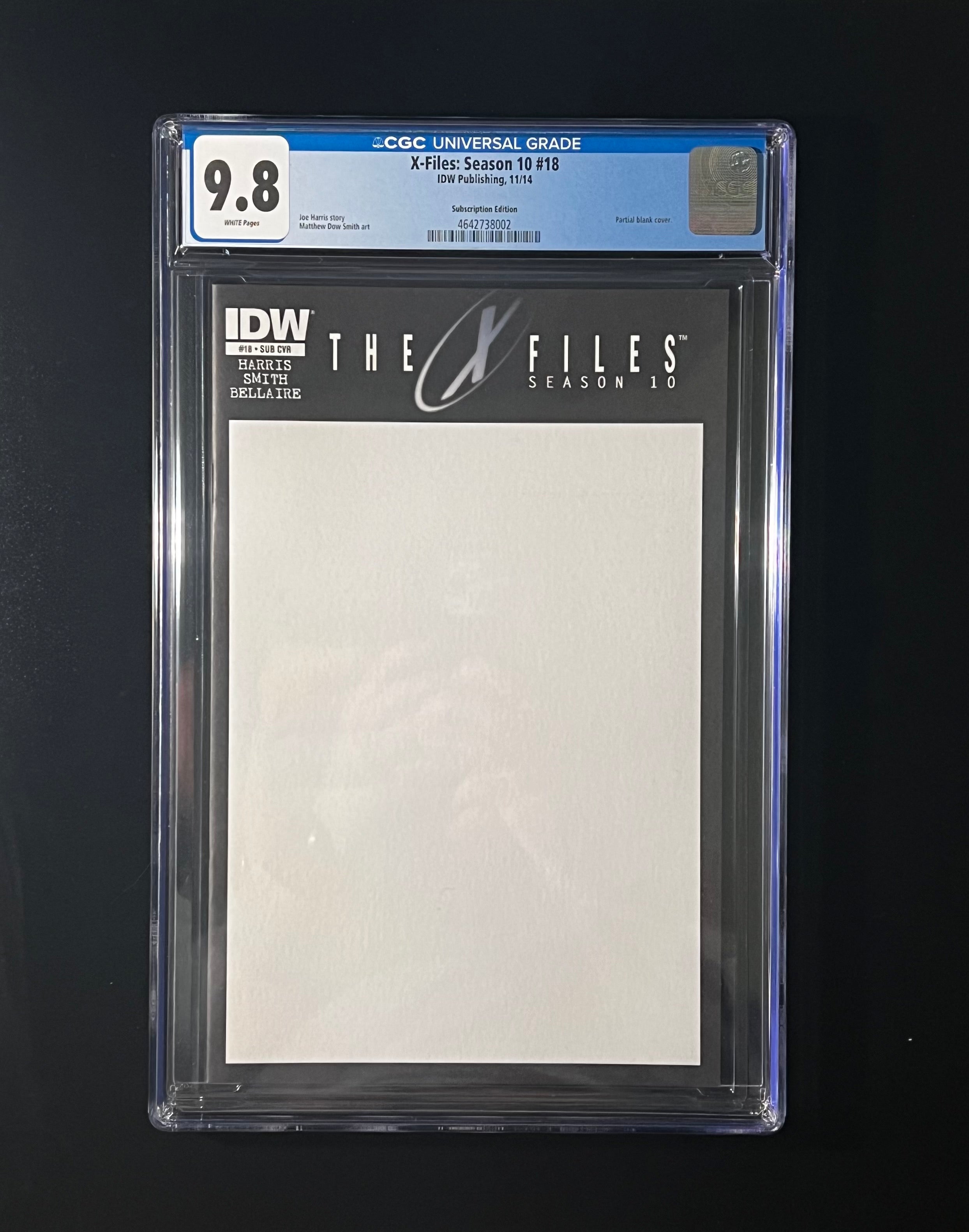 X-Files: Season 10 #18 - Subscription Edition_Partial Blank Cover (CGC 9.8 White Pages)