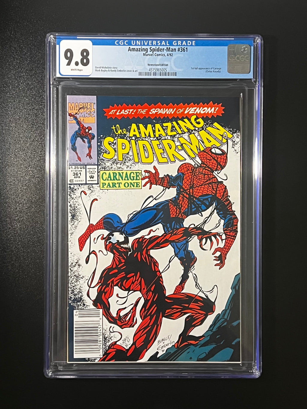 Amazing Spider-Man #361 *NEWSSTAND - Marvel Comics 04/92 (CGC 9.8 White Pages)