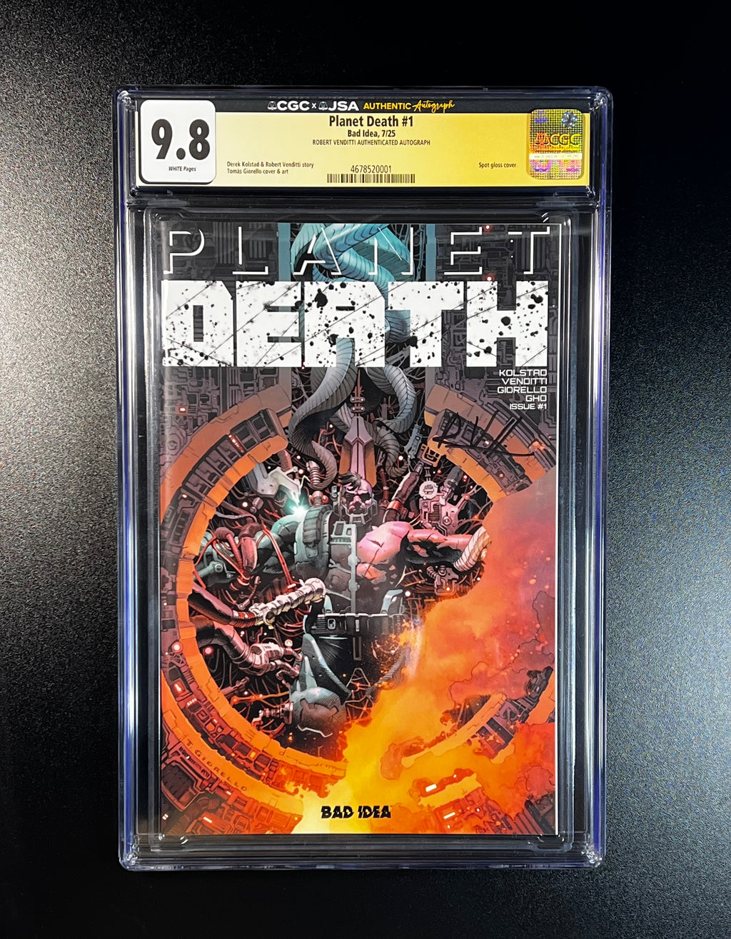 Planet Death #1 *Cover A 1st Print - JSA Authenticated Autograph _ Robert Venditti - (CGC 9.8 White Pages)