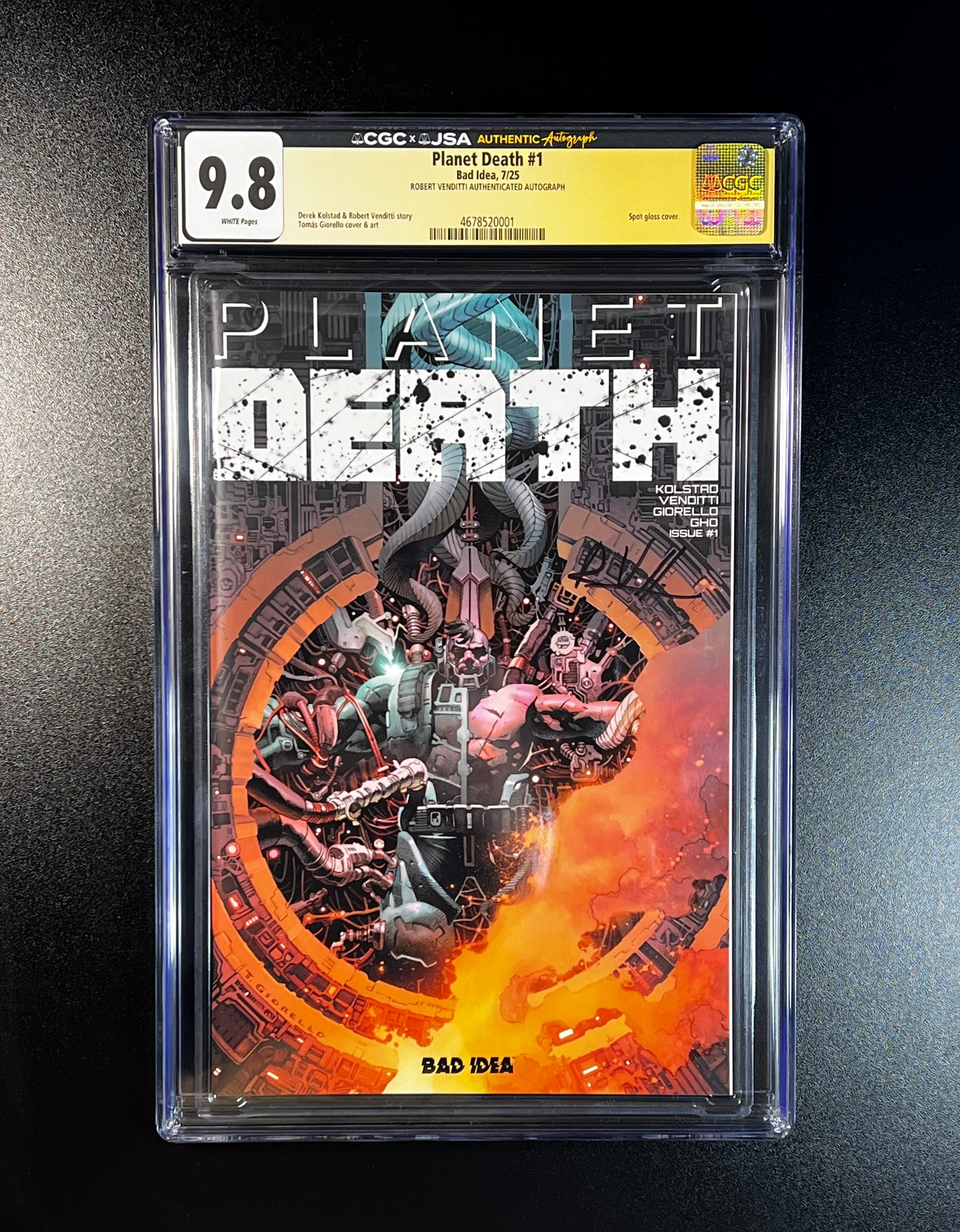 Planet Death #1 *Cover A 1st Print - JSA Authenticated Autograph _ Robert Venditti - (CGC 9.8 White Pages)