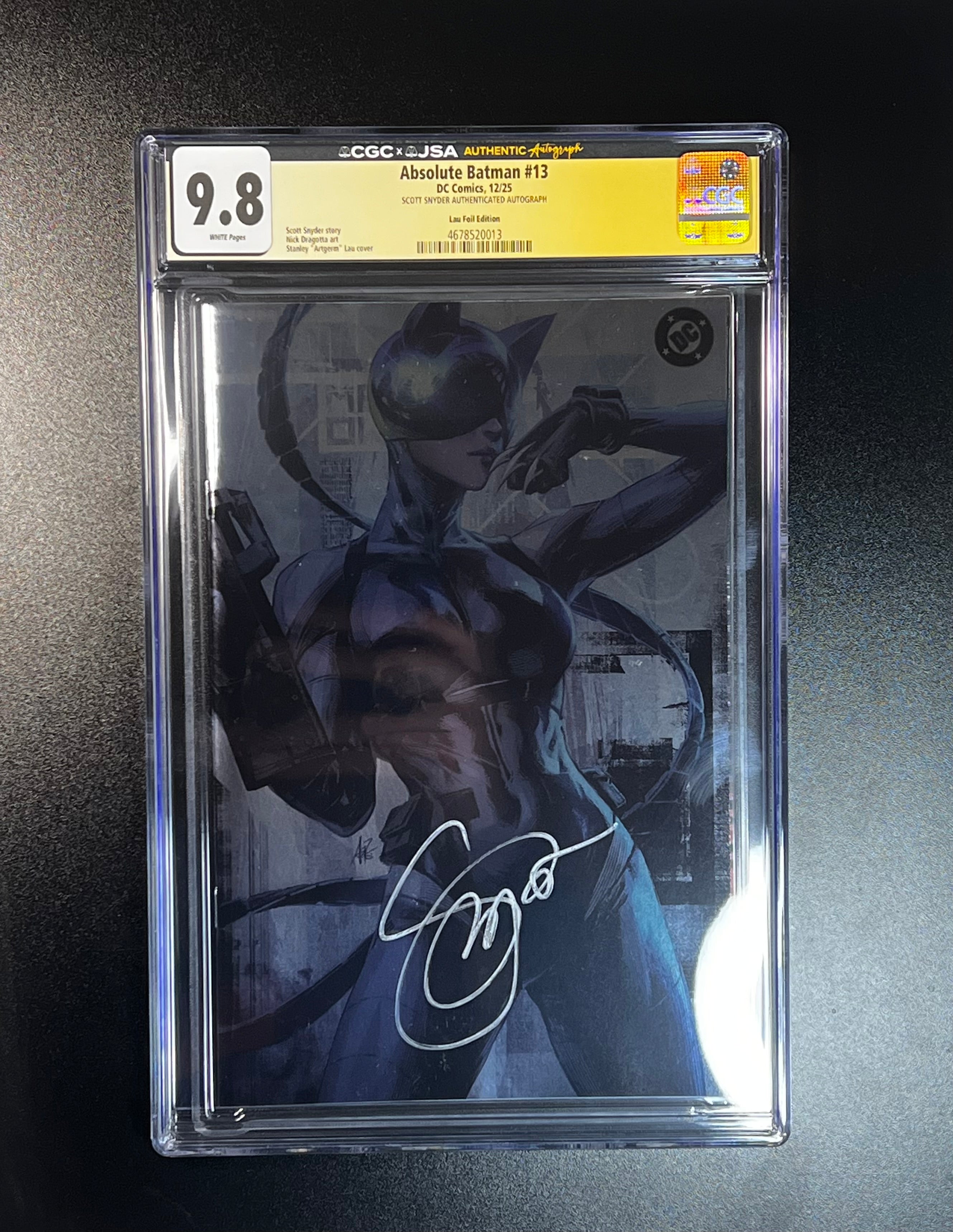Absolute Batman #13 *Cover F Stanley "Artgerm" Lau Foil Variant - JSA Authenticated Autograph _ Scott Snyder - (CGC 9.8 White Pages)
