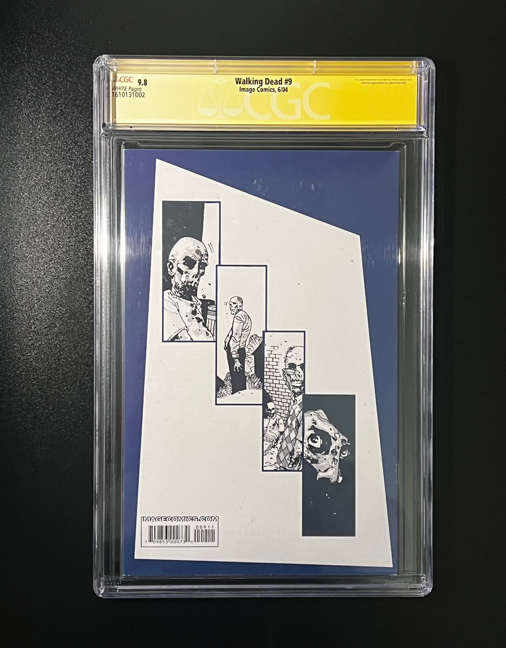 The Walking Dead #9 - 1st Print Image Comics 06/04 (CGC 9.8 Signature Series White Pages) Signed by Robert Kirkman & Sign & Sketch by Cliff Rathburn