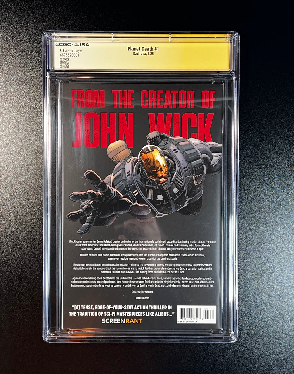 Planet Death #1 *Cover A 1st Print - JSA Authenticated Autograph _ Robert Venditti - (CGC 9.8 White Pages)