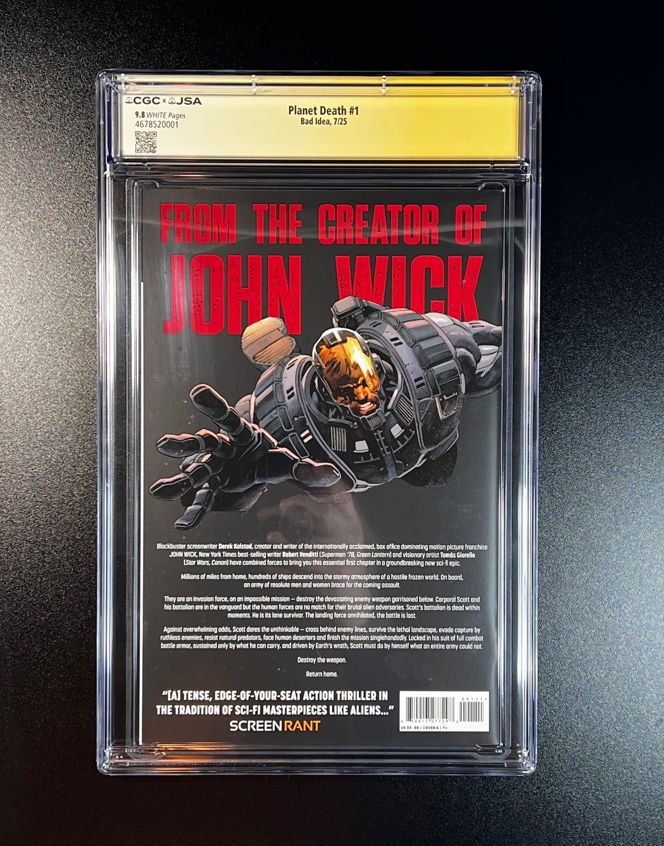 Planet Death #1 *Cover A 1st Print - JSA Authenticated Autograph _ Robert Venditti - (CGC 9.8 White Pages)