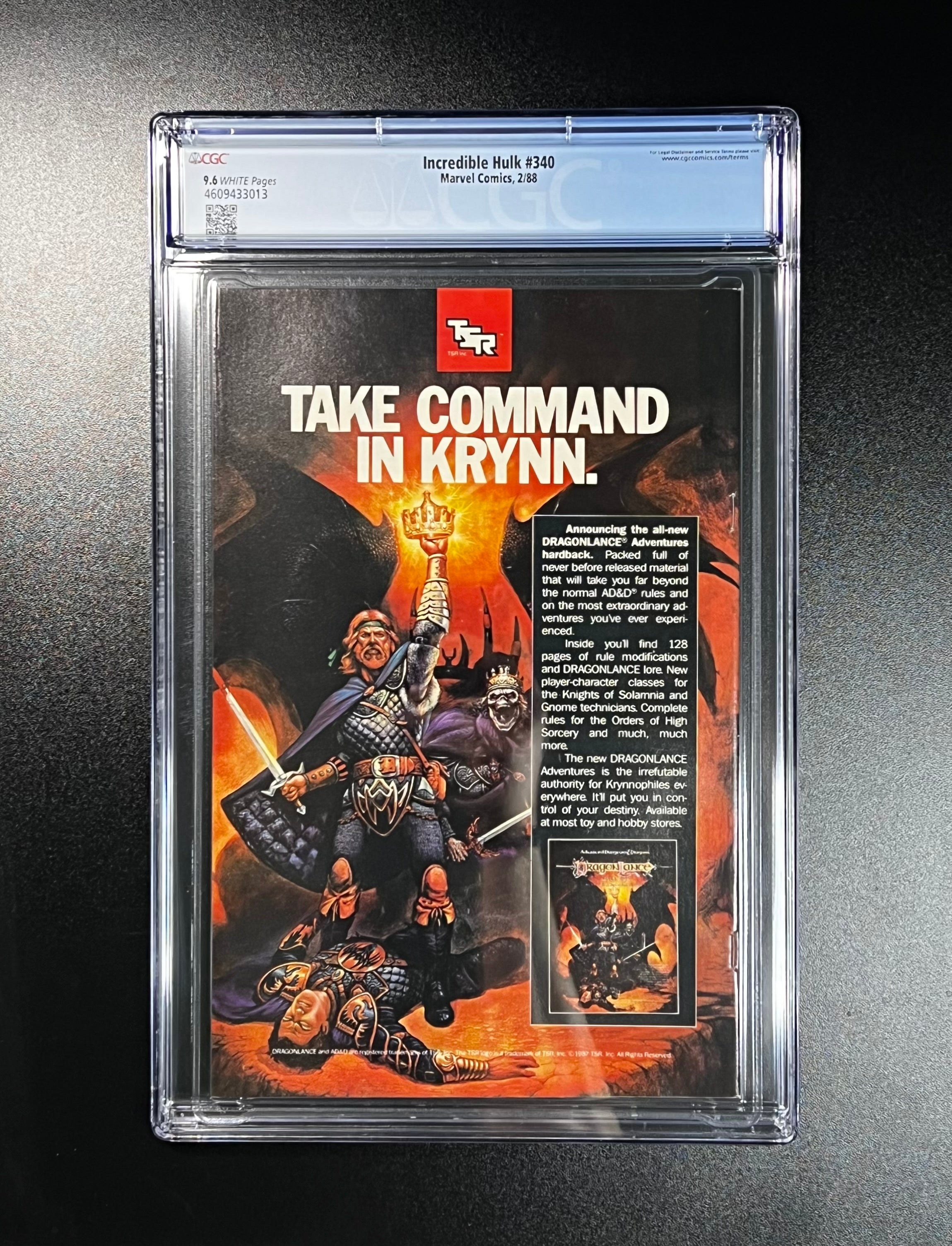 Incredible Hulk #340 *CLASSIC Todd McFarlane Cover! - Marvel Comics 02/88 (CGC 9.6 White Pages)