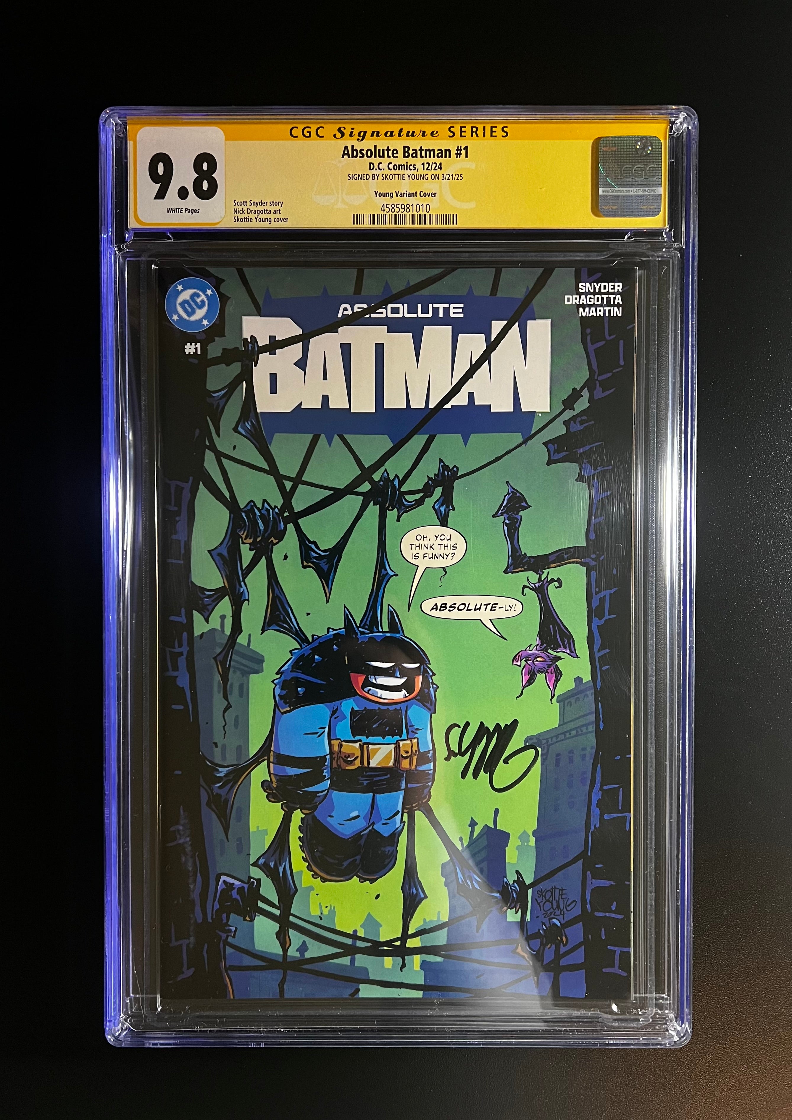 Absolute Batman #1 - Skottie Young Variant Cover - Marvel Comics 12/24 (CGC 9.8 Signature Series White Pages) - Signed by Skottie Young