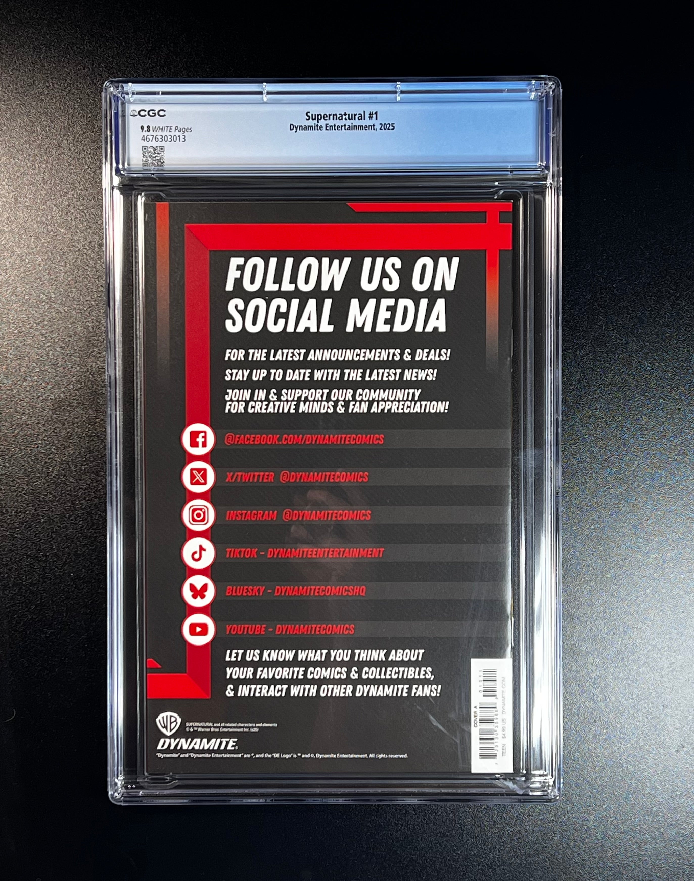 Supernatural #1 *Clayton Crain Cover A - Dynamite Entertainment 10/25 (CGC 9.8 White Pages)