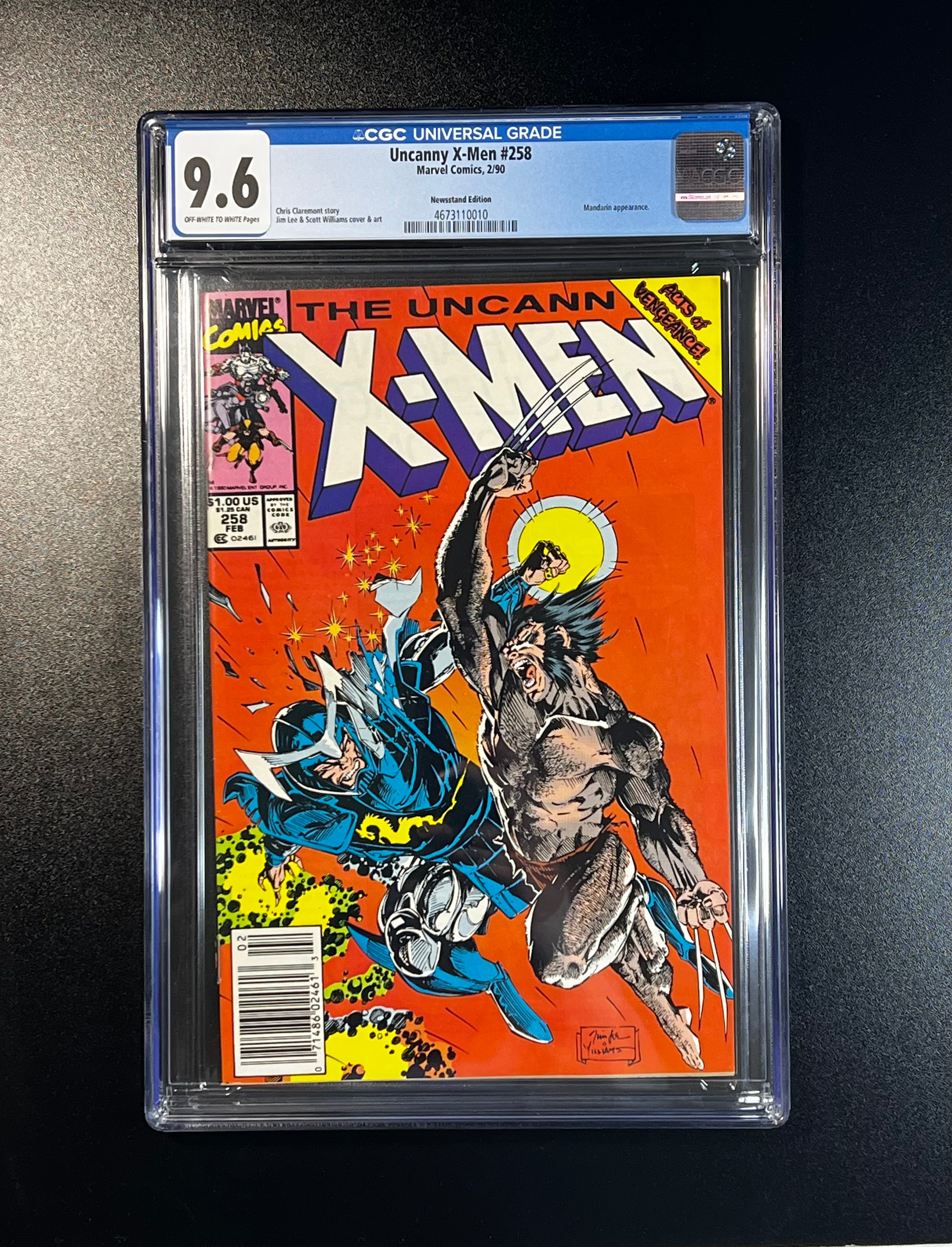 Uncanny X-Men #258 *NEWSSTAND *Chris Claremont Story - Marvel Comics 02/90 (CGC 9.6 Off-White to White Pages)