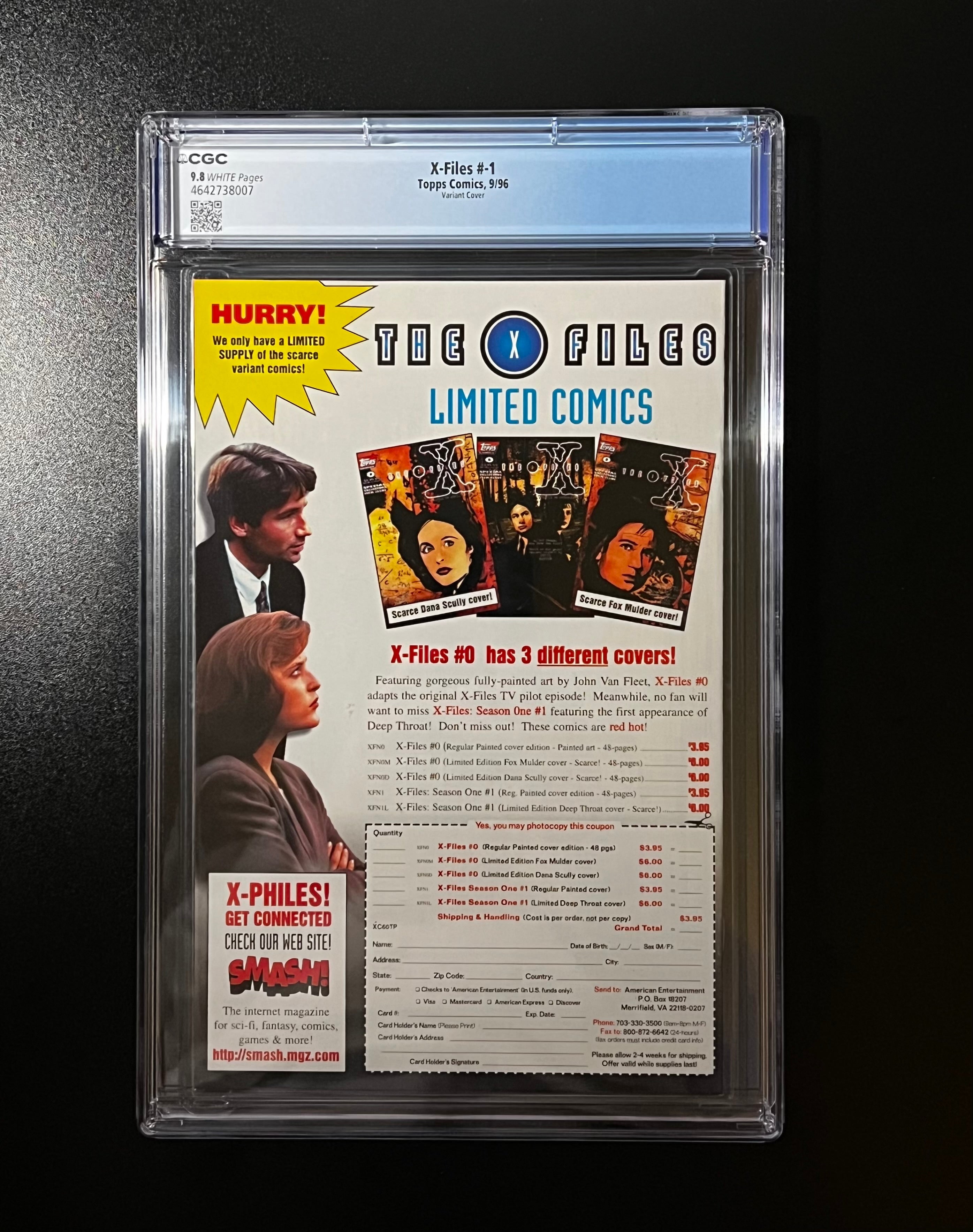 X-Files # -1 *Variant White Cover - Topps Comics 09/96 (CGC 9.8 White Pages)