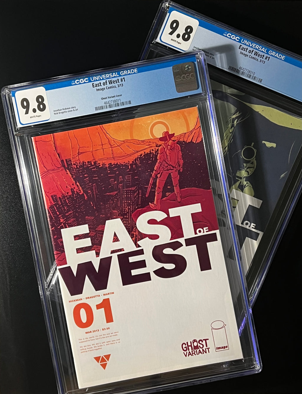 East of West #1 Set (2x) - 1st Printing and Ghost Variant. BOTH CGC 9.8 WP